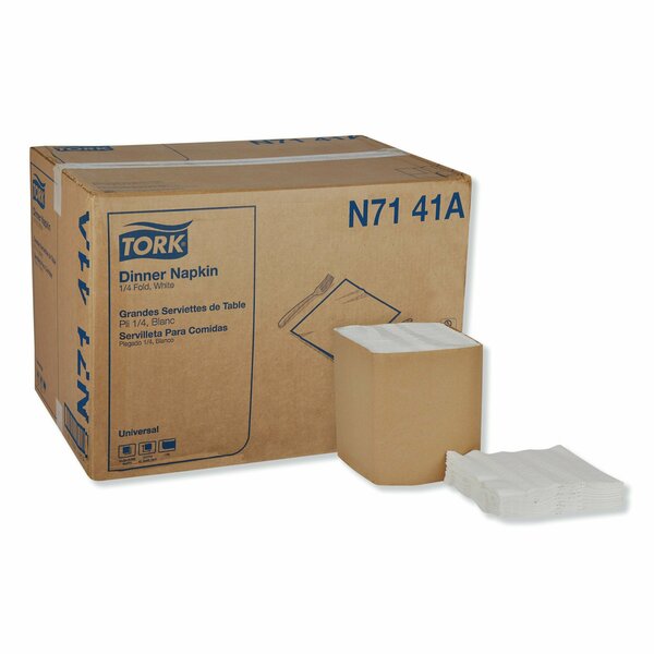 Tork Tork White Dinner Napkin, 1/4 Fold 1-ply, 17" x 16.9", 12 x 334 napkins, N7141A N7141A